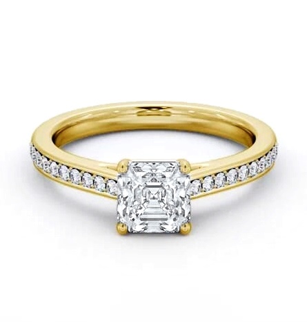 Asscher Diamond 4 Prong Engagement Ring 9K Yellow Gold Solitaire ENAS36S_YG_THUMB1