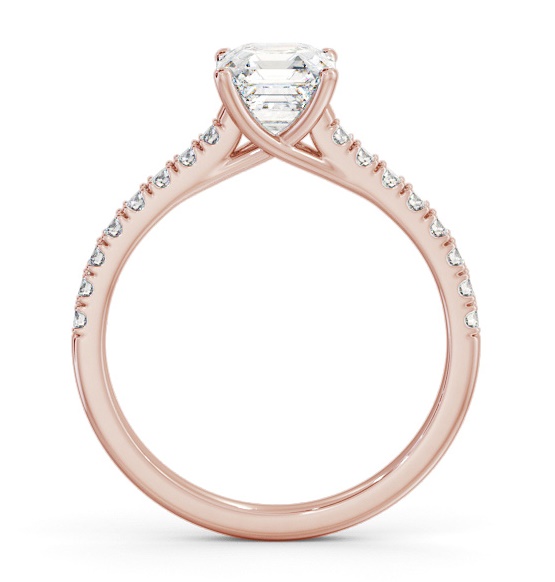 Asscher Diamond Trellis Style Engagement Ring 9K Rose Gold Solitaire ENAS38S_RG_THUMB1 