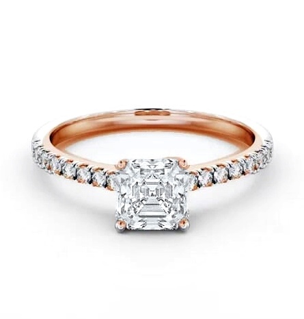 Asscher Diamond Trellis Style Engagement Ring 18K Rose Gold Solitaire ENAS38S_RG_THUMB2 