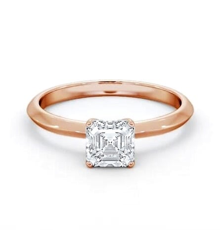 Asscher Diamond Knife Edge Band Engagement Ring 9K Rose Gold Solitaire ENAS39_RG_THUMB2 