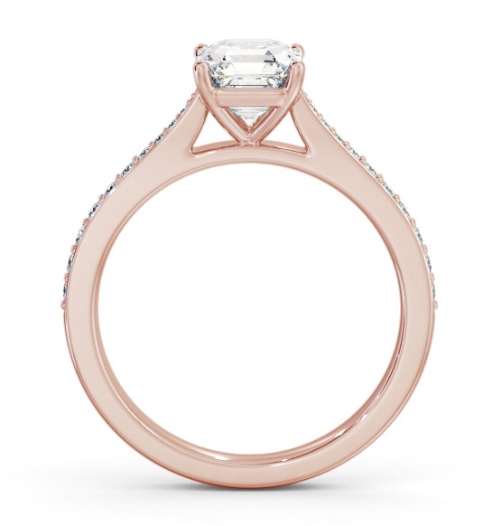 Asscher Diamond Tapered Band Engagement Ring 9K Rose Gold Solitaire ENAS39S_RG_THUMB1 