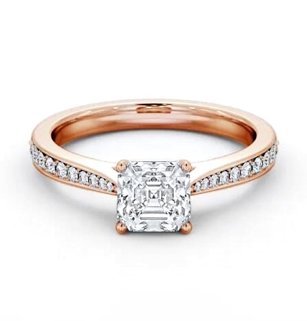 Asscher Diamond Tapered Band Engagement Ring 9K Rose Gold Solitaire ENAS39S_RG_THUMB1