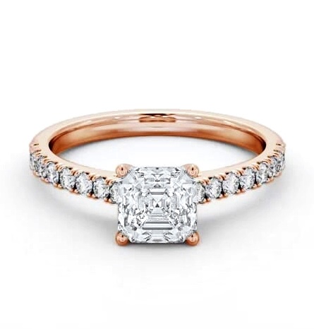 Asscher Diamond 4 Prong Engagement Ring 18K Rose Gold Solitaire ENAS40S_RG_THUMB1