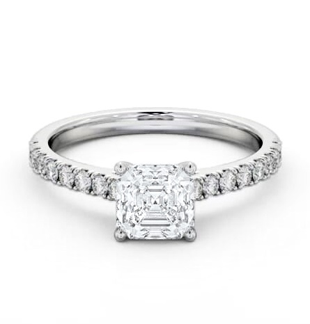 Asscher Diamond 4 Prong Engagement Ring 9K White Gold Solitaire ENAS40S_WG_THUMB1