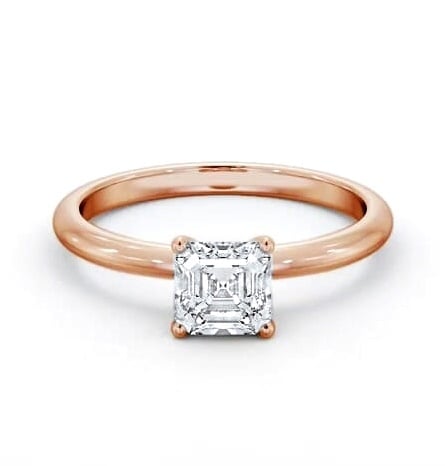 Asscher Diamond Sleek 4 Prong Engagement Ring 9K Rose Gold Solitaire ENAS41_RG_THUMB2 