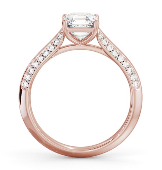 Asscher Diamond Knife Edge Band Engagement Ring 9K Rose Gold Solitaire ENAS41S_RG_THUMB1 