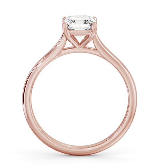 Asscher Diamond Tapered Band 4 Prong Ring 18K Rose Gold Solitaire ENAS43_RG_THUMB1 