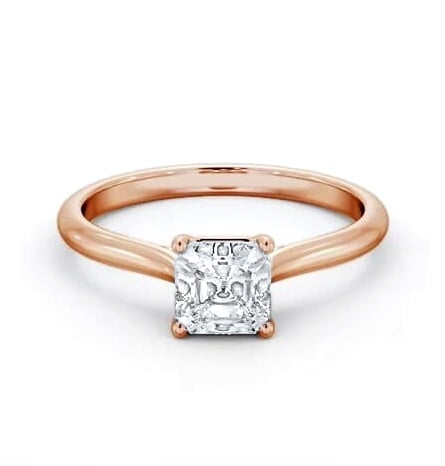 Asscher Diamond Tapered Band 4 Prong Ring 18K Rose Gold Solitaire ENAS43_RG_THUMB2 