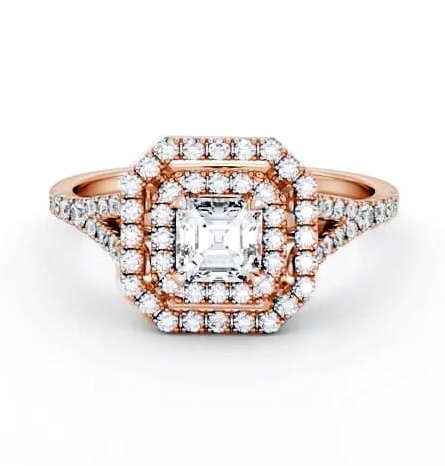 Double Halo Asscher Diamond Engagement Ring 9K Rose Gold ENAS49_RG_THUMB2 