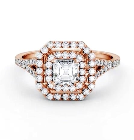 Double Halo Asscher Diamond Engagement Ring 18K Rose Gold ENAS49_RG_THUMB1