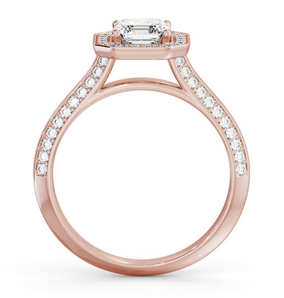 Halo Asscher Diamond with Knife Edge Band Ring 18K Rose Gold ENAS51_RG_THUMB1 