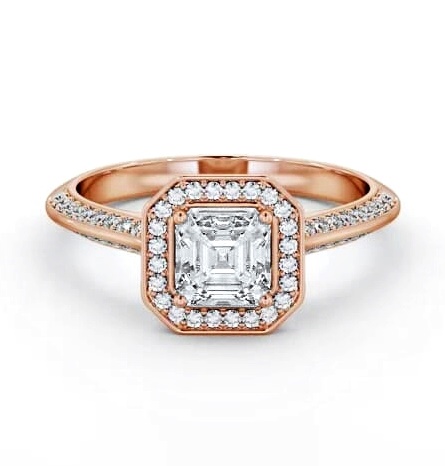 Halo Asscher Diamond with Knife Edge Band Engagement Ring 9K Rose Gold ENAS51_RG_THUMB2 