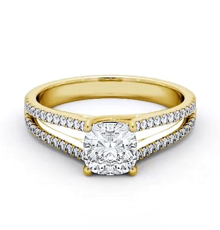 Cushion Diamond Split Band Engagement Ring 9K Yellow Gold Solitaire ENCU19_YG_THUMB1