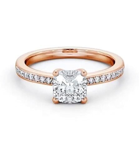 Cushion Diamond 4 Prong Engagement Ring 18K Rose Gold Solitaire ENCU21S_RG_THUMB2 