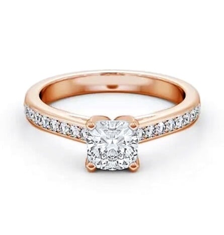 Cushion Diamond 4 Prong Engagement Ring 18K Rose Gold Solitaire ENCU24S_RG_THUMB1