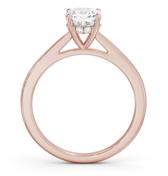 Cushion Ring with Diamond Set Rail 18K Rose Gold Solitaire ENCU25_RG_THUMB1 