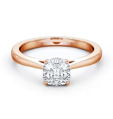 Cushion Ring with Diamond Set Rail 9K Rose Gold Solitaire ENCU25_RG_THUMB2 