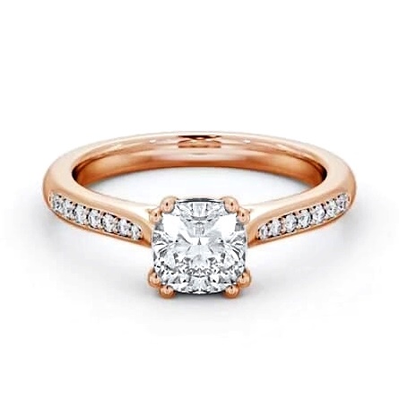 Cushion Diamond 8 Prong Engagement Ring 18K Rose Gold Solitaire ENCU30S_RG_THUMB1