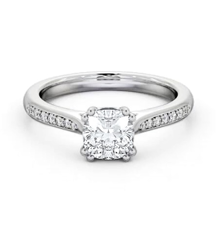 Cushion Diamond 8 Prong Engagement Ring Platinum Solitaire ENCU30S_WG_THUMB1