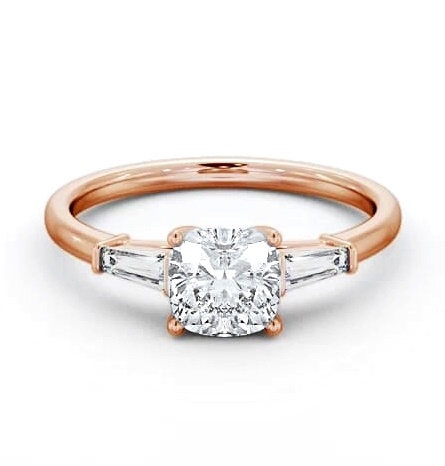 Cushion Ring 18K Rose Gold Solitaire with Tapered Baguette Side Stones ENCU31S_RG_THUMB2 