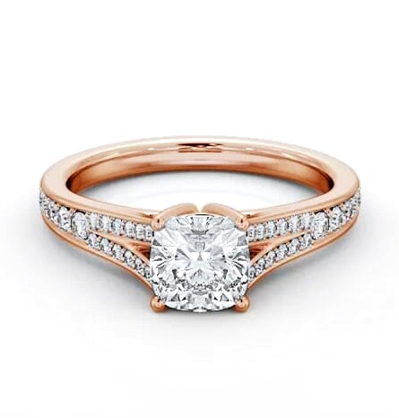 Cushion Diamond Split Channel Engagement Ring 18K Rose Gold Solitaire ENCU33S_RG_THUMB1