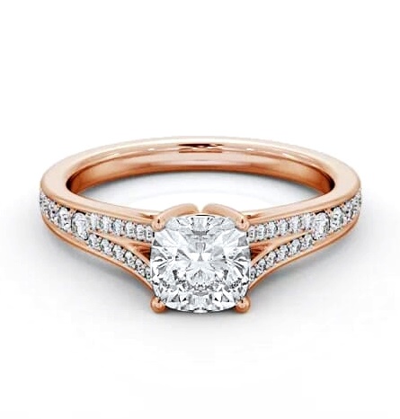 Cushion Diamond Split Channel Engagement Ring 9K Rose Gold Solitaire ENCU33S_RG_THUMB2 