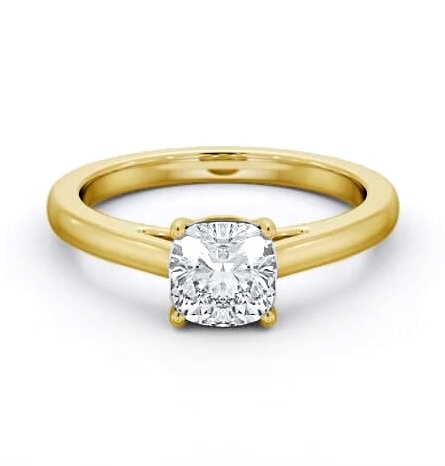 Cushion Diamond Box Style Setting Ring 18K Yellow Gold Solitaire ENCU34_YG_THUMB1