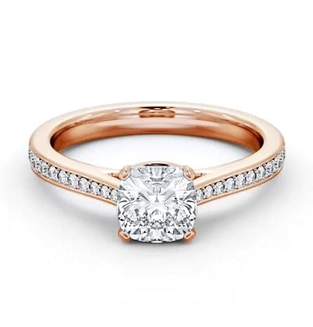 Cushion Diamond 4 Prong Engagement Ring 18K Rose Gold Solitaire ENCU35S_RG_THUMB1