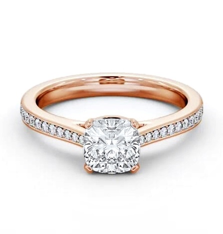 Cushion Diamond 4 Prong Engagement Ring 18K Rose Gold Solitaire ENCU35S_RG_THUMB2 