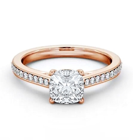 Cushion Diamond 4 Prong Engagement Ring 9K Rose Gold Solitaire ENCU37S_RG_THUMB1