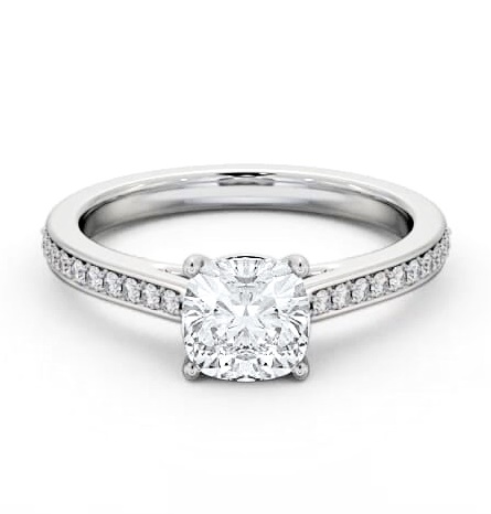 Cushion Diamond 4 Prong Engagement Ring Platinum Solitaire ENCU37S_WG_THUMB1