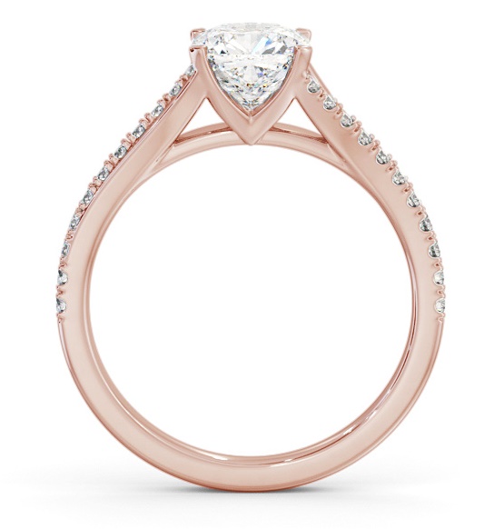 Cushion Ring 9K Rose Gold Solitaire with Offset Side Stones ENCU38S_RG_THUMB1 