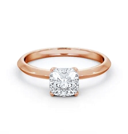 Cushion Diamond Knife Edge Band Engagement Ring 9K Rose Gold Solitaire ENCU41_RG_THUMB2 