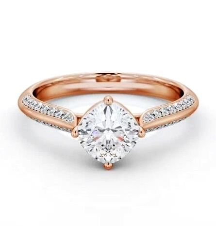 Cushion Diamond Knife Edge Band Ring 18K Rose Gold Solitaire ENCU42S_RG_THUMB1