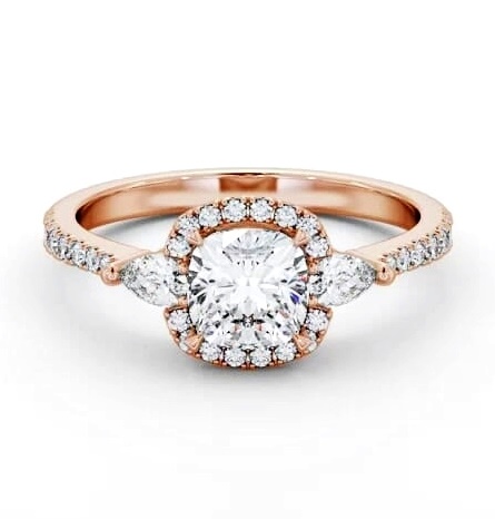 Halo Cushion with Pear Diamond Engagement Ring 9K Rose Gold ENCU49_RG_THUMB2 