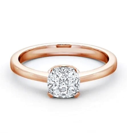 Cushion Diamond Box Setting Engagement Ring 18K Rose Gold Solitaire ENCU4_RG_THUMB1
