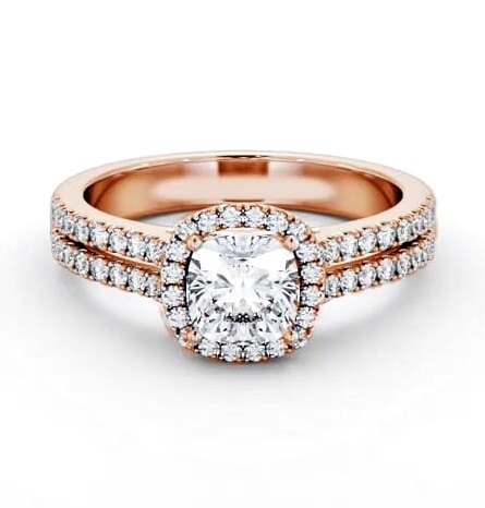 Halo Cushion Diamond Split Band Engagement Ring 9K Rose Gold ENCU50_RG_THUMB2 