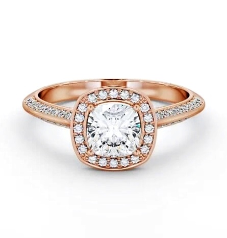 Halo Cushion Diamond with Knife Edge Band Ring 18K Rose Gold ENCU51_RG_THUMB1