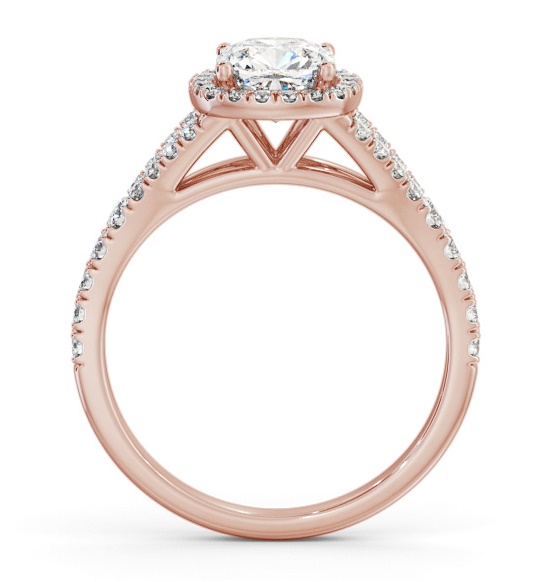 Halo Cushion Diamond Split Band Engagement Ring 18K Rose Gold ENCU52_RG_THUMB1 