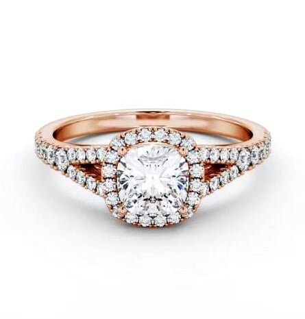 Halo Cushion Diamond Split Band Engagement Ring 9K Rose Gold ENCU52_RG_THUMB1