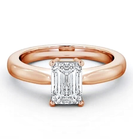 Emerald Diamond Box Setting Engagement Ring 18K Rose Gold Solitaire ENEM10_RG_THUMB2 