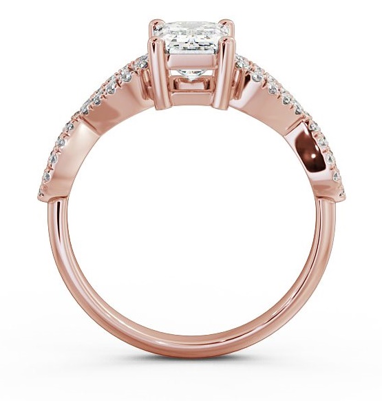 Emerald Diamond Infinity Style Band Ring 9K Rose Gold Solitaire ENEM18_RG_THUMB1 