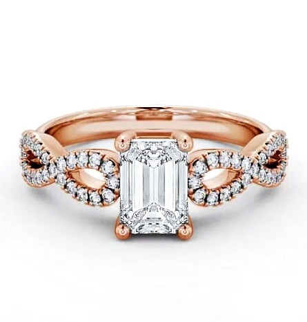 Emerald Diamond Infinity Style Band Ring 18K Rose Gold Solitaire ENEM18_RG_THUMB1