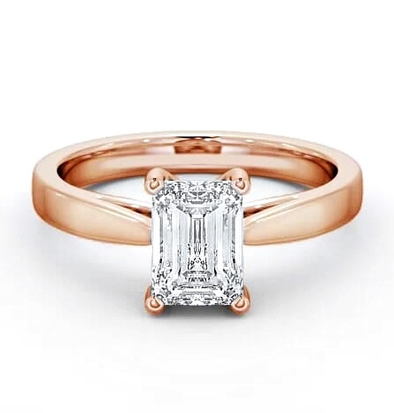 Emerald Diamond Tapered Band Engagement Ring 9K Rose Gold Solitaire ENEM1_RG_thumb2.jpg 