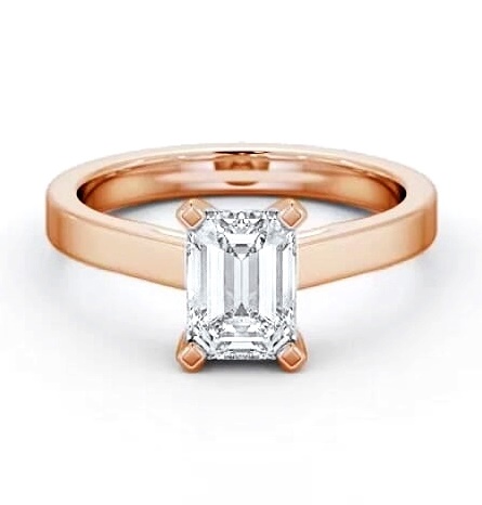 Emerald Diamond Square Prongs Engagement Ring 18K Rose Gold Solitaire ENEM32_RG_THUMB2 