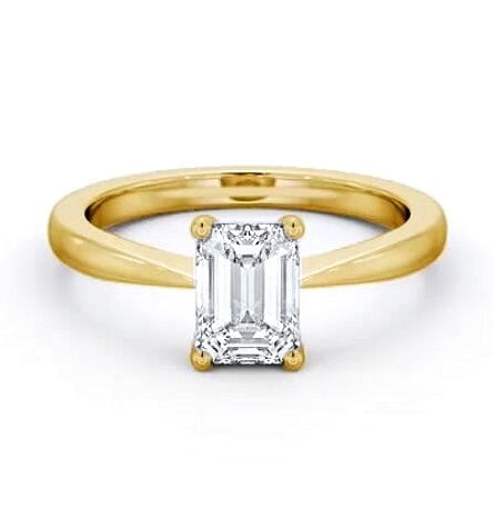 Emerald Diamond Low Setting Engagement Ring 9K Yellow Gold Solitaire ENEM33_YG_THUMB1