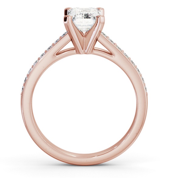 Emerald Diamond 4 Prong Engagement Ring 9K Rose Gold Solitaire ENEM33S_RG_THUMB1 