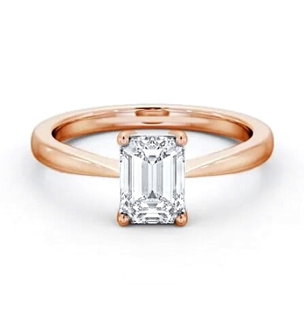 Emerald Diamond Box Style Setting Ring 18K Rose Gold Solitaire ENEM34_RG_THUMB2 