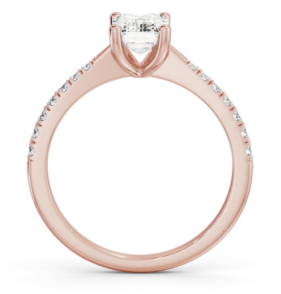 Emerald Diamond Tapered Band Engagement Ring 18K Rose Gold Solitaire ENEM34S_RG_THUMB1 