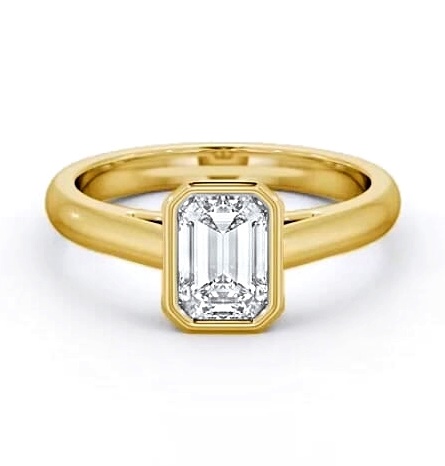 Emerald Diamond Bezel Setting Ring 18K Yellow Gold Solitaire ENEM35_YG_THUMB1